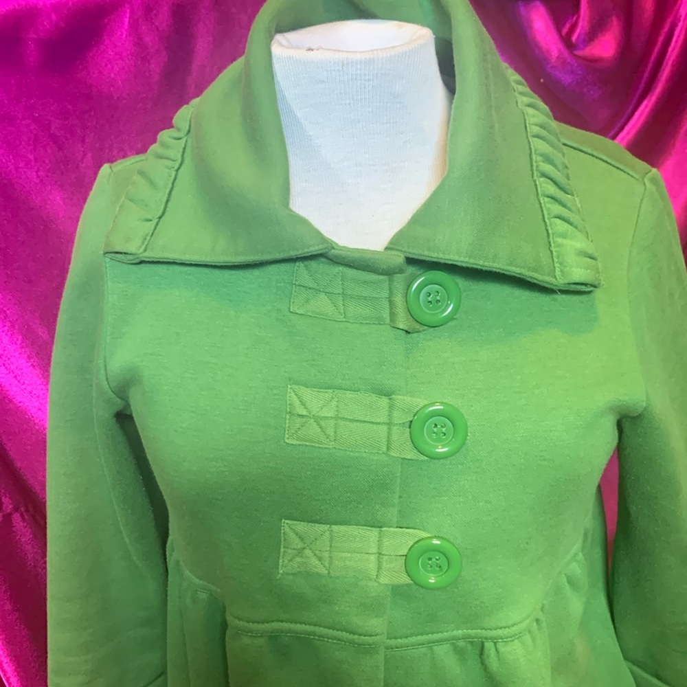 21 jacket deep, forest, green size medium like new three button up cotton - Picture 2 of 5